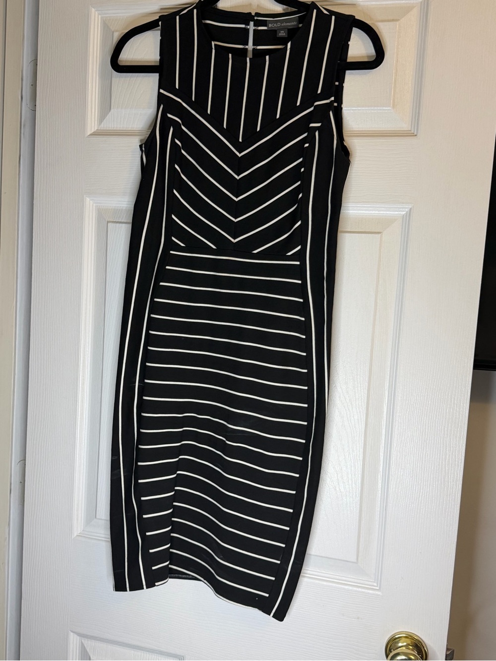 BOLD elements Black and White Striped Sheath Dress